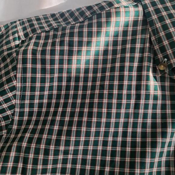 LL Bean Mens Traditional Fit Plaid SS Button Dwn Shirt L REG Green White Red - Picture 6 of 7